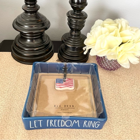 NWT Rae Dunn LET FREEDOM RING 🇺🇸Ceramic Napkin Holder - Picture 3 of 9